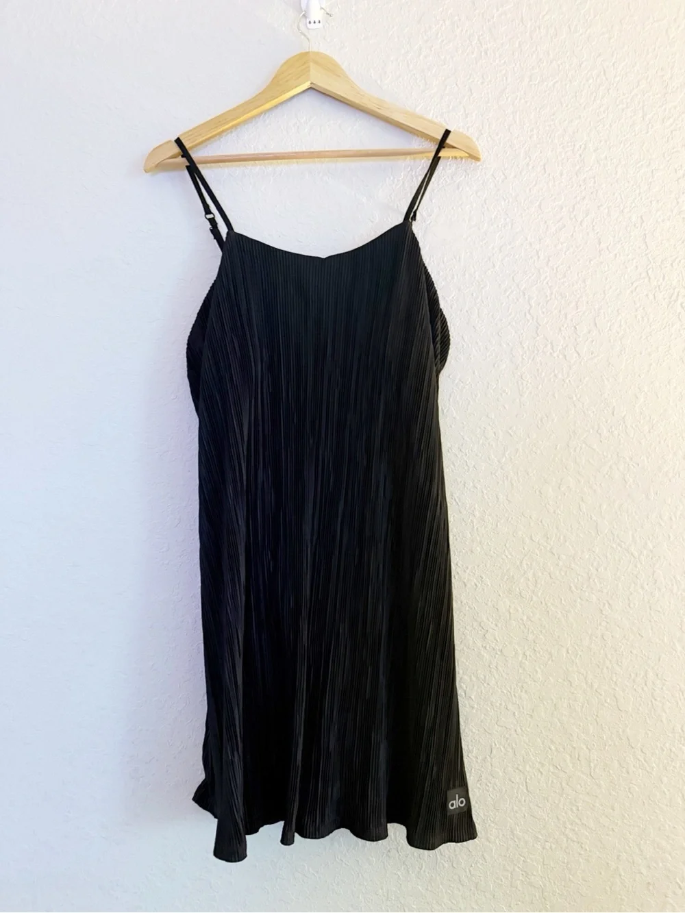 Alo Yoga Game On Micro Plissé Tennis Dress Black Size Large Pleated Active Mini